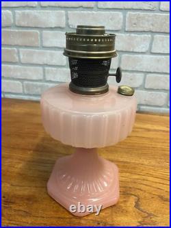 Original Aladdin Corinthian Pink Moonstone Oil Lamp with NuType Model B Burner