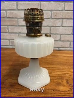 Original Aladdin Corinthian White Moonstone Oil Lamp with NuType Model B Burner