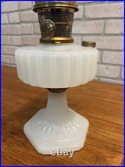 Original Aladdin Corinthian White Moonstone Oil Lamp with NuType Model B Burner