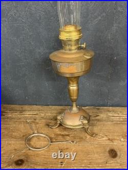 Original Aladdin Oil Lamp Model 23 With Chimney And White Glass Shade
