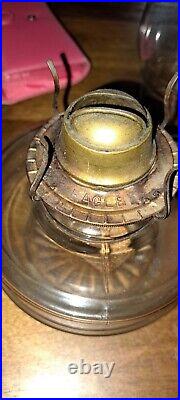 P&A MFG CO Antique Kerosene Oil Lamp with Chimney Eagle Burner 1800s 1900s