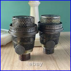PAIR Aladdin LINCOLN DRAPE Alacite Glass Kerosene Oil Lamps Model B Tall Vintage