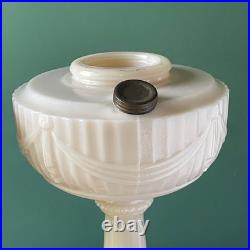 PAIR Aladdin LINCOLN DRAPE Alacite Glass Kerosene Oil Lamps Model B Tall Vintage