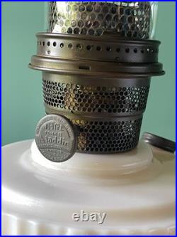 PAIR Aladdin LINCOLN DRAPE Alacite Glass Kerosene Oil Lamps Model B Tall Vintage
