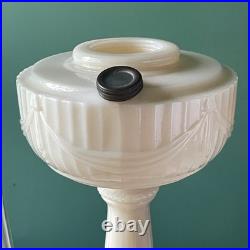 PAIR Aladdin LINCOLN DRAPE Alacite Glass Kerosene Oil Lamps Model B Tall Vintage