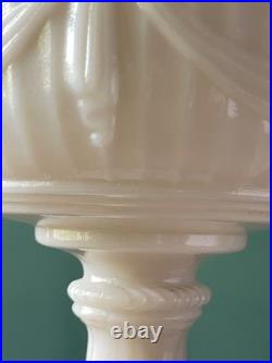 PAIR Aladdin LINCOLN DRAPE Alacite Glass Kerosene Oil Lamps Model B Tall Vintage