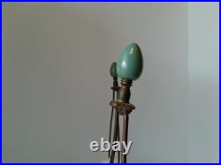 PAIR Vintage 60's ALADDIN Brand Teardrop Chartreuse & Blue Green Table Lamps MCM