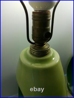 PAIR Vintage 60's ALADDIN Brand Teardrop Chartreuse & Blue Green Table Lamps MCM