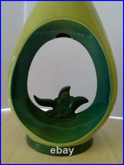 PAIR Vintage 60's ALADDIN Brand Teardrop Chartreuse & Blue Green Table Lamps MCM