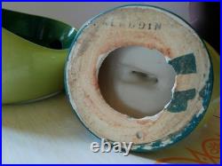 PAIR Vintage 60's ALADDIN Brand Teardrop Chartreuse & Blue Green Table Lamps MCM