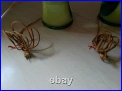 PAIR Vintage 60's ALADDIN Brand Teardrop Chartreuse & Blue Green Table Lamps MCM