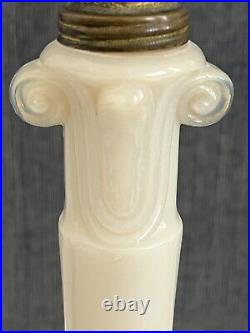 PAIR-Vintage ALADDIN Alacite/uranium lamps-Opal Glass-column/SQ footed base-FAB