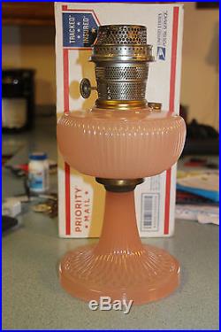 PINK ROSE MOONSTONE VERTIQUE ALADDIN KEROSENE OIL LAMP With NU-TYPE MODEL B BURNER