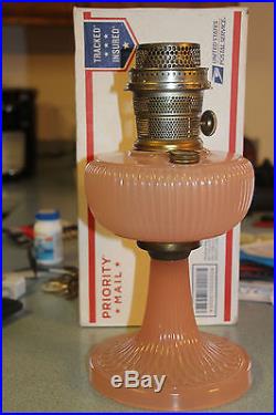 PINK ROSE MOONSTONE VERTIQUE ALADDIN KEROSENE OIL LAMP With NU-TYPE MODEL B BURNER