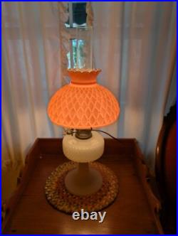 PRETTY IN PINK! 24 Aladdin MOONSTONE Converted Oil Lamp ROSE Pink Model B Glass