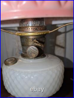 PRETTY IN PINK! 24 Aladdin MOONSTONE Converted Oil Lamp ROSE Pink Model B Glass
