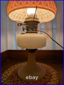 PRETTY IN PINK! 24 Aladdin MOONSTONE Converted Oil Lamp ROSE Pink Model B Glass