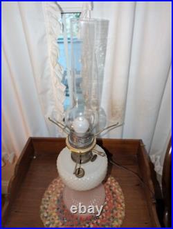 PRETTY IN PINK! 24 Aladdin MOONSTONE Converted Oil Lamp ROSE Pink Model B Glass