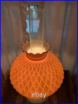 PRETTY IN PINK! 24 Aladdin MOONSTONE Converted Oil Lamp ROSE Pink Model B Glass