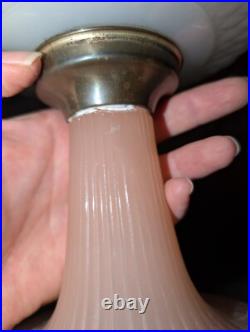 PRETTY IN PINK! 24 Aladdin MOONSTONE Converted Oil Lamp ROSE Pink Model B Glass