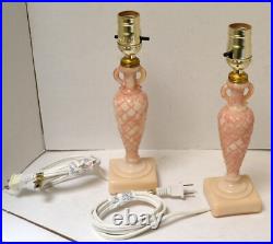 Pair (2) Aladdin Pink Alacite Boudoir Lamps New Sockets & Cords