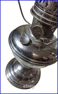 Pair Antique Nickel ALADDIN Model No. 11 Kerosene Lamp Cord Electric 1922-1928