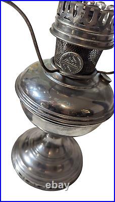 Pair Antique Nickel ALADDIN Model No. 11 Kerosene Lamp Cord Electric 1922-1928