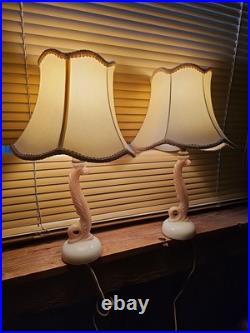 Pair Of Vintage Aladdin Alacite working lamps with shades