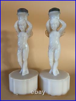 Pair Rare Aladdin Alacite Figural Cherub Lamp Base's