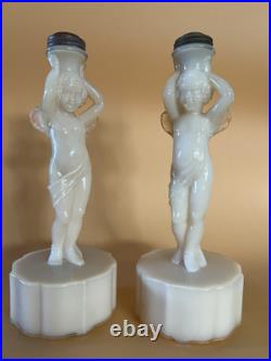 Pair Rare Aladdin Alacite Figural Cherub Lamp Base's