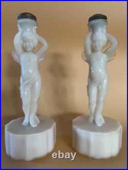 Pair Rare Aladdin Alacite Figural Cherub Lamp Base's