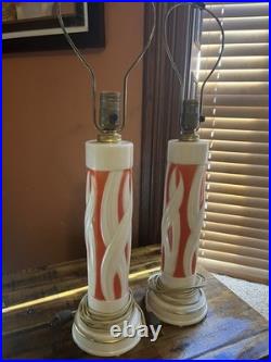 Pair Vintage Aladdin Alacite Coral Table Lamps Art Deco 1930s Working