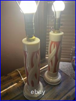 Pair Vintage Aladdin Alacite Coral Table Lamps Art Deco 1930s Working