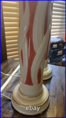 Pair Vintage Aladdin Alacite Coral Table Lamps Art Deco 1930s Working