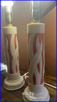 Pair Vintage Aladdin Alacite Coral Table Lamps Art Deco 1930s Working