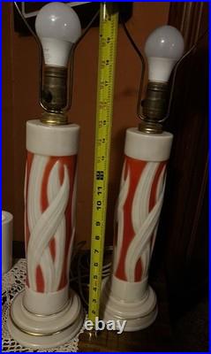 Pair Vintage Aladdin Alacite Coral Table Lamps Art Deco 1930s Working