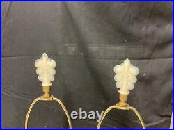 Pair Vintage Aladdin Alacite Electric Table Lamps with Scroll Finials