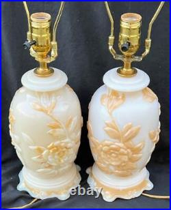 Pair of 2 Two Aladdin Lamps Set G255 Alacite Art Glass Mid Century Electric Lamp