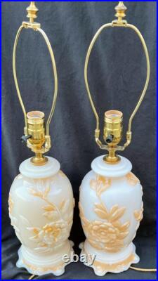 Pair of 2 Two Aladdin Lamps Set G255 Alacite Art Glass Mid Century Electric Lamp