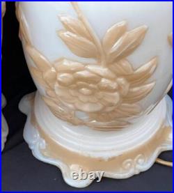 Pair of 2 Two Aladdin Lamps Set G255 Alacite Art Glass Mid Century Electric Lamp