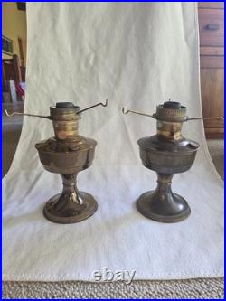 Pair of Aladdin Model 23 Brass Kerosene Lamps Vintage Collector Set
