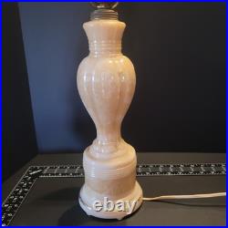 Pair of Aladdin Peach Luster Alacite Vintage Table Lamp Original Finials 1940s