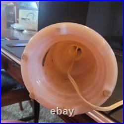 Pair of Aladdin Peach Luster Alacite Vintage Table Lamp Original Finials 1940s
