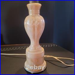 Pair of Aladdin Peach Luster Alacite Vintage Table Lamp Original Finials 1940s