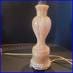 Pair of Aladdin Peach Luster Alacite Vintage Table Lamp Original Finials 1940s