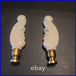 Pair of Aladdin Peach Luster Alacite Vintage Table Lamp Original Finials 1940s