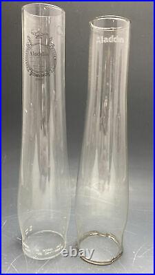 Pr Antique Aladdin Washington Drape Oil Lamp Model B B-53 Crow Foot Clear Glass