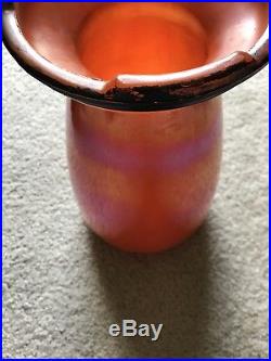 RARE 12 Inch Aladdin Oil Orange Iridescent Venetian Art-Craft Vase Lamp #1246 LO