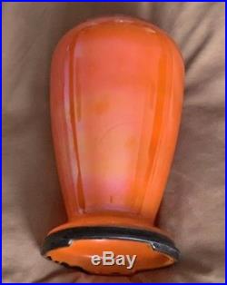 RARE 12 Inch Aladdin Orange Iridescent Venetian Art-Craft Vase Oil Lamp #1246 LO