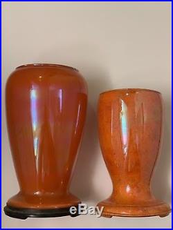 RARE 12 Inch Aladdin Orange Iridescent Venetian Art-Craft Vase Oil Lamp #1246 LO
